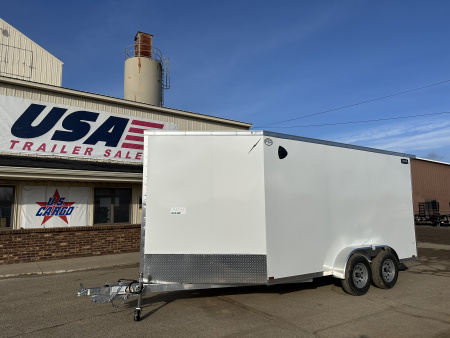 New 2026 Lightning Trailers 7x19 Aluminum 2-Place W/7ft Height & Rear Spoiler Snowmobile Trailer