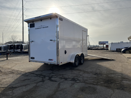 New 2026 Lightning Trailers 7x19 Aluminum 2-Place W/7ft Height & Rear Spoiler Snowmobile Trailer