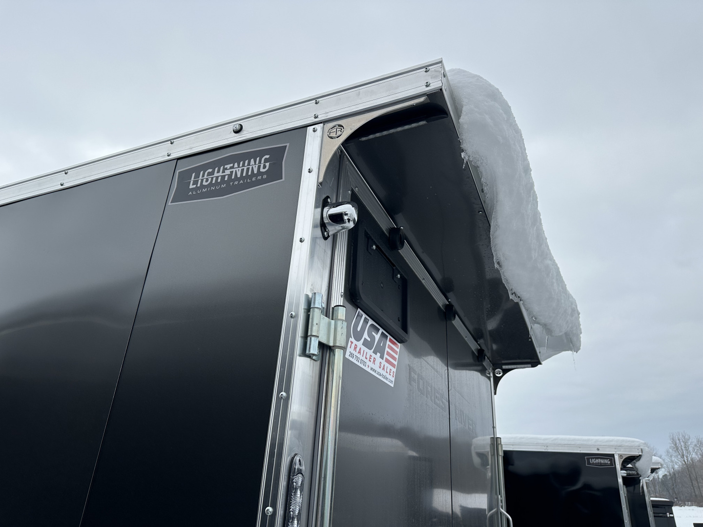 New 2026 Lightning Trailers 7x23 Aluminum 3-Place W/7Ft Height & Rear Spoiler Snowmobile Trailer