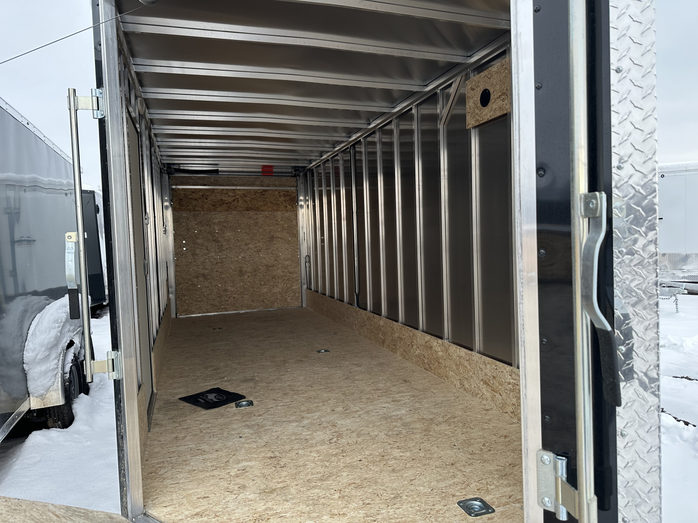 New 2026 Lightning Trailers 7x23 Aluminum 3-Place W/7Ft Height & Rear Spoiler Snowmobile Trailer