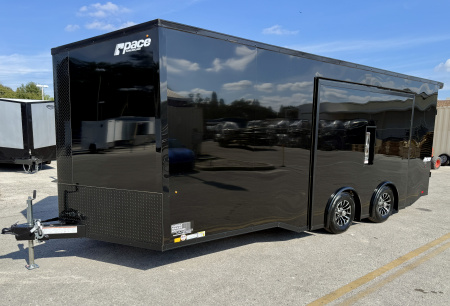 New 2026 Pace American 8.5x20 10K Black Out Rear Ramp Door W/ Ultimate Escape Door Car Hauler