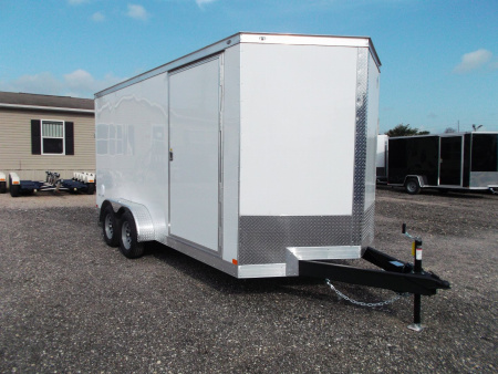 New 2026 Covered Wagon Trailers 7x14 Cargo Trailer / Enclosed Trailer / 6'6" Interior / Extra Wide Ramp / 48" RV Door / .030 White Semi-Screwless Exterior Cargo / Enclosed Trailer