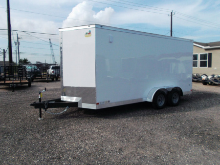 New 2026 Covered Wagon Trailers 7x14 Cargo Trailer / Enclosed Trailer / 6'6" Interior / Extra Wide Ramp / 48" RV Door / .030 White Semi-Screwless Exterior Cargo / Enclosed Trailer