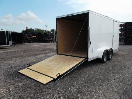 New 2026 Covered Wagon Trailers 7x14 Cargo Trailer / Enclosed Trailer / 6'6" Interior / Extra Wide Ramp / 48" RV Door / .030 White Semi-Screwless Exterior Cargo / Enclosed Trailer