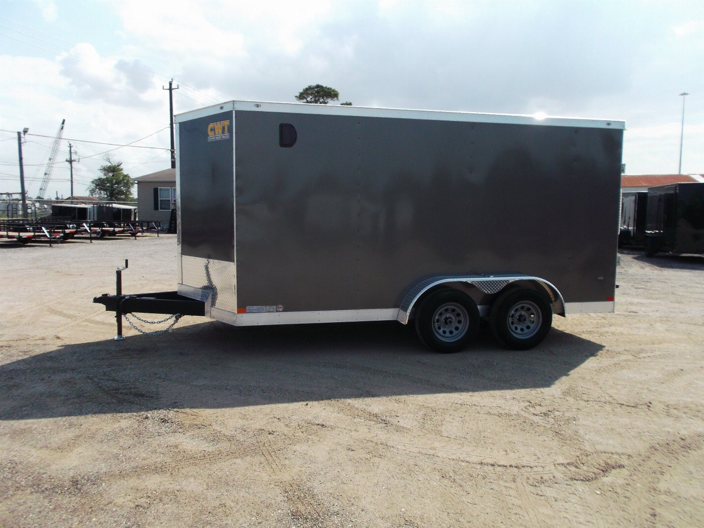 New 2026 Covered Wagon Trailers 7x14 Cargo Trailer / Enclosed Trailer / 6'6" Interior / Extra Wide Ramp / 48" RV Door / LEDs / .030 Charcoal Gray Semi-Screwless Exterior