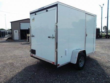 New 2026 Covered Wagon Trailers 6x10 Cargo Trailer / Enclosed Trailer / Extra Wide Ramp / 6'6" Interior / RV Side Door / (4) Recessed D-Rings / .030 White Semi-Screwless Exterior