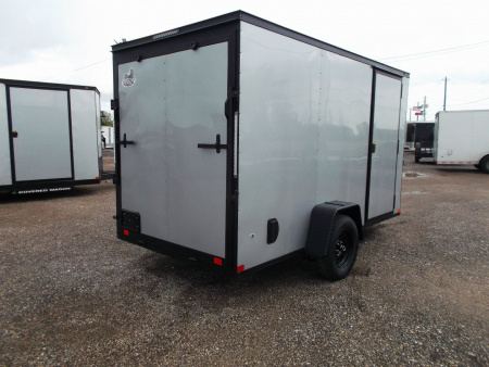 New 2026 Covered Wagon Trailers 6x10 Cargo / Enclosed Trailer / 6'6" Interior / Extra Wide Ramp / RV Side Door / LEDs / .030 Silver Semi-Screwless Exterior / Black Out Package