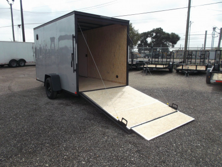 New 2026 Covered Wagon Trailers 6x10 Cargo / Enclosed Trailer / 6'6" Interior / Extra Wide Ramp / RV Side Door / LEDs / .030 Silver Semi-Screwless Exterior / Black Out Package