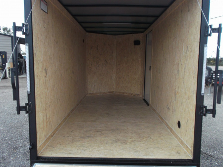 New 2026 Covered Wagon Trailers 6x10 Cargo / Enclosed Trailer / 6'6" Interior / Extra Wide Ramp / RV Side Door / LEDs / .030 Silver Semi-Screwless Exterior / Black Out Package