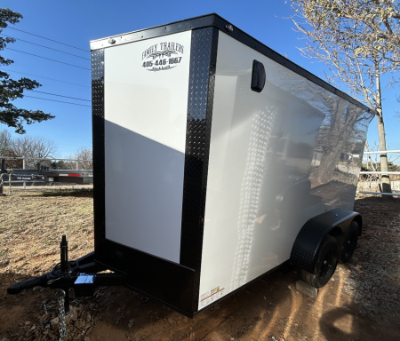 New 2026 Family Trailer 6x12 Tandem Axles Cargo / Enclosed Trailer-Screwless Exterior-Blackout Okg-Rear Spoiler