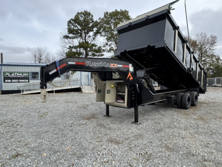 New 2026 RawMaxx HDX 102X20 GOOSENECK HIGH SIDE W/14 PLYS, HYDRAULIC JACKS, AND FLIP OVER TARP 25900K GVWR Dump Trailer