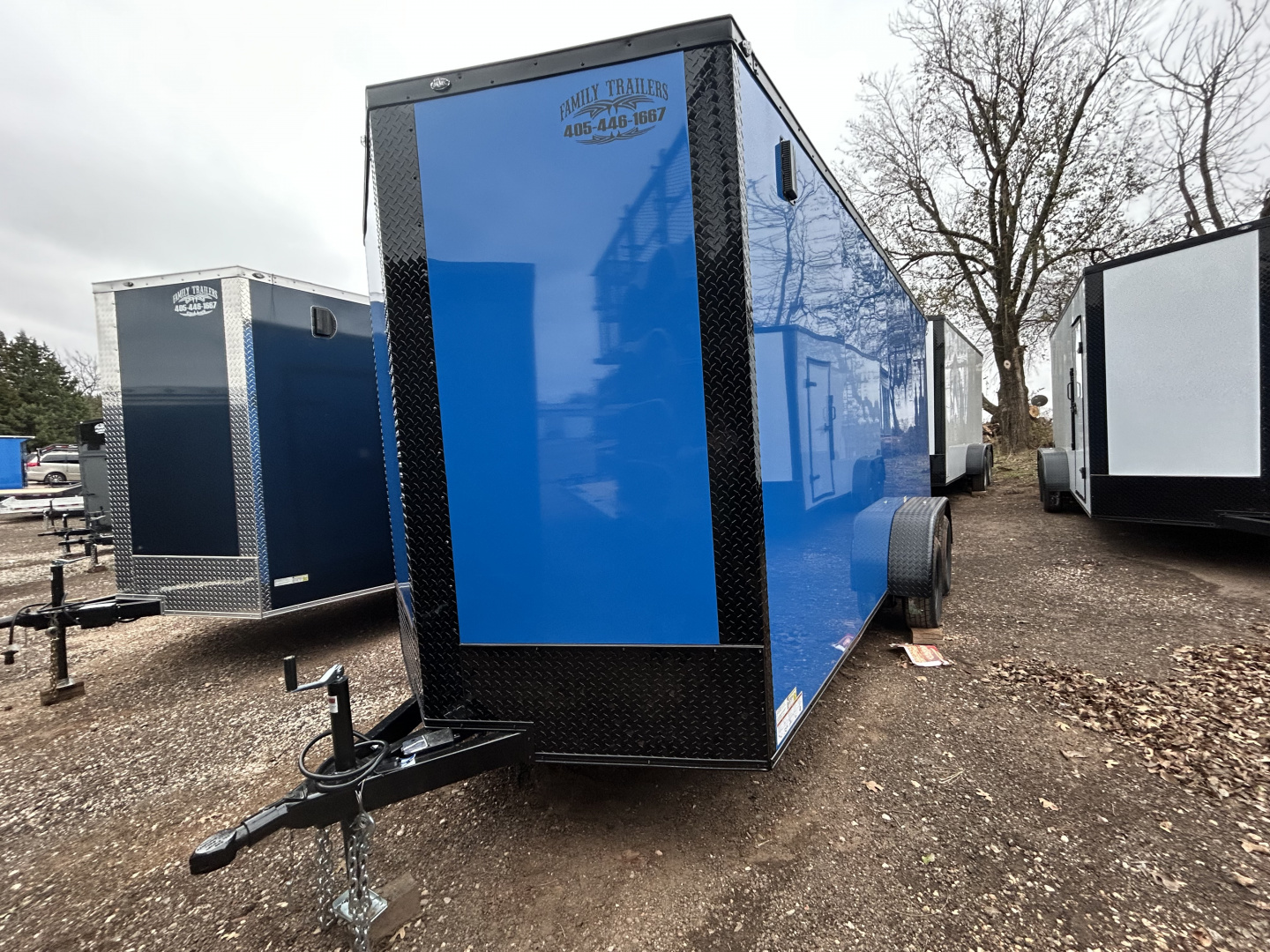 New 2026 Family Trailer 7x14 Tandem Axles Cargo / Enclosed Trailer-Screwless Exterior-Blackout Pkg.-Rear Spoiler