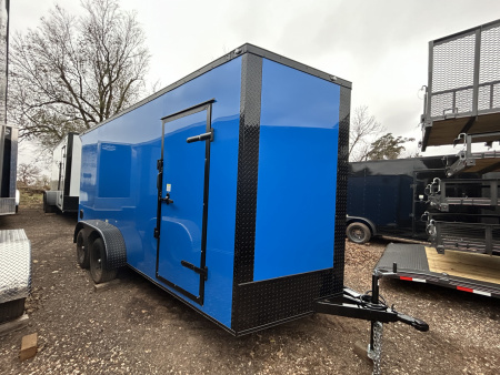 New 2026 Family Trailer 7x14 Tandem Axles Cargo / Enclosed Trailer-Screwless Exterior-Blackout Pkg.-Rear Spoiler