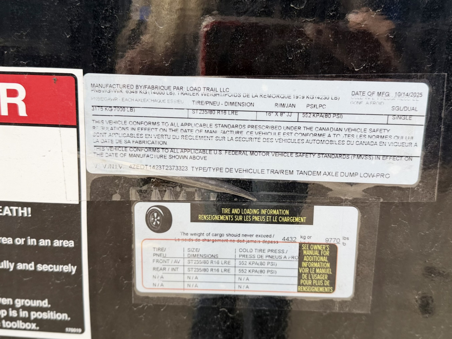 New 2026 Load Trail 7-14-4H Dump 7 Gauge Floor 7K Axles