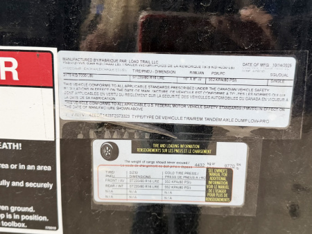 New 2026 Load Trail 7-14-4H Dump 7 Gauge Floor 7K Axles