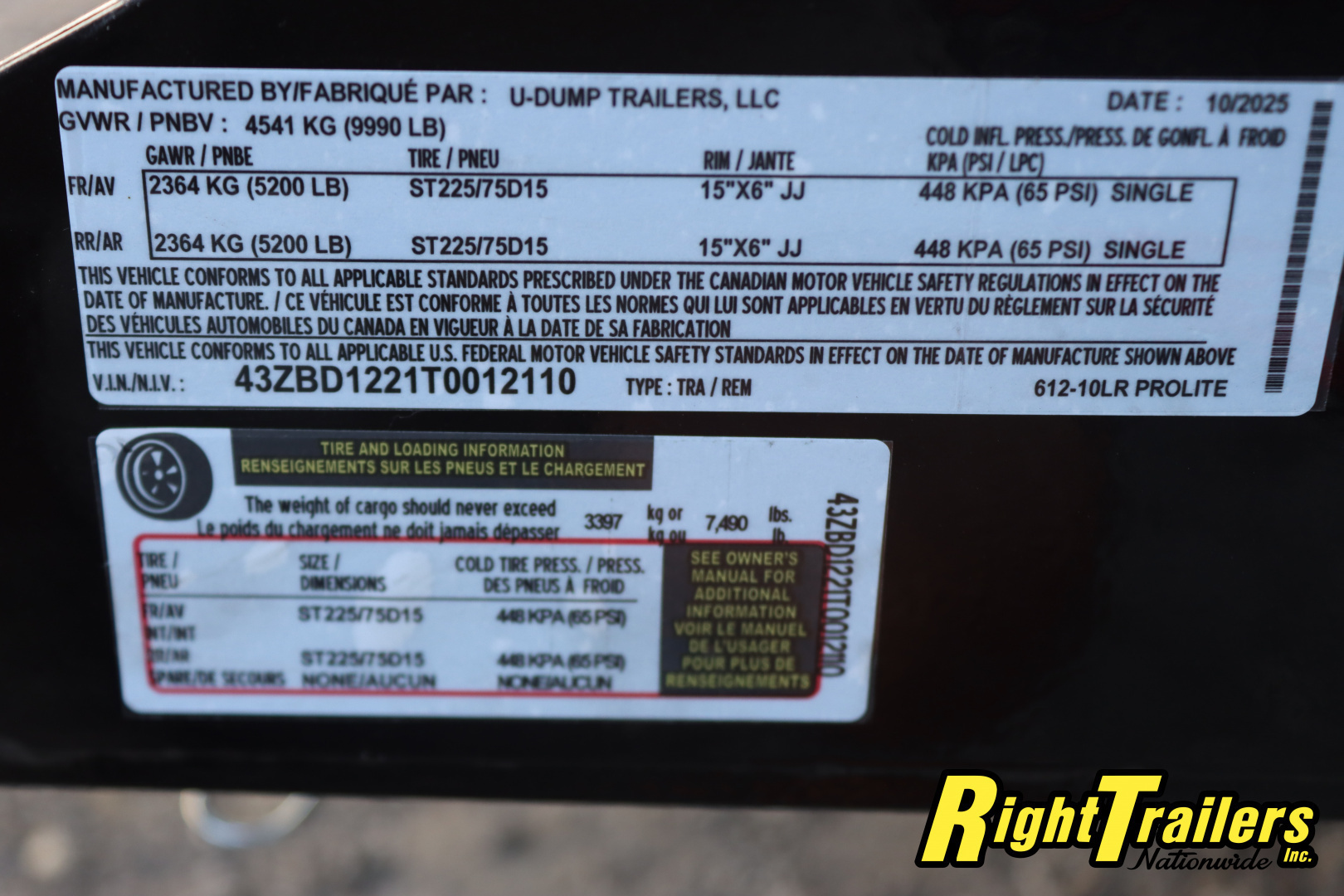 New 2026 6X12 U-Dump Dump Trailer