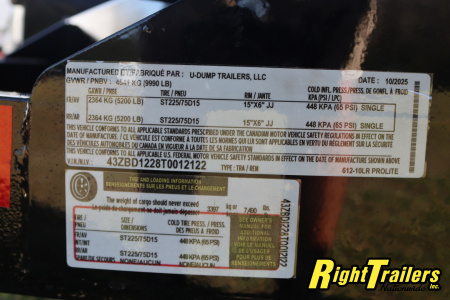 New 2026 6X12 U-Dump Dump Trailer