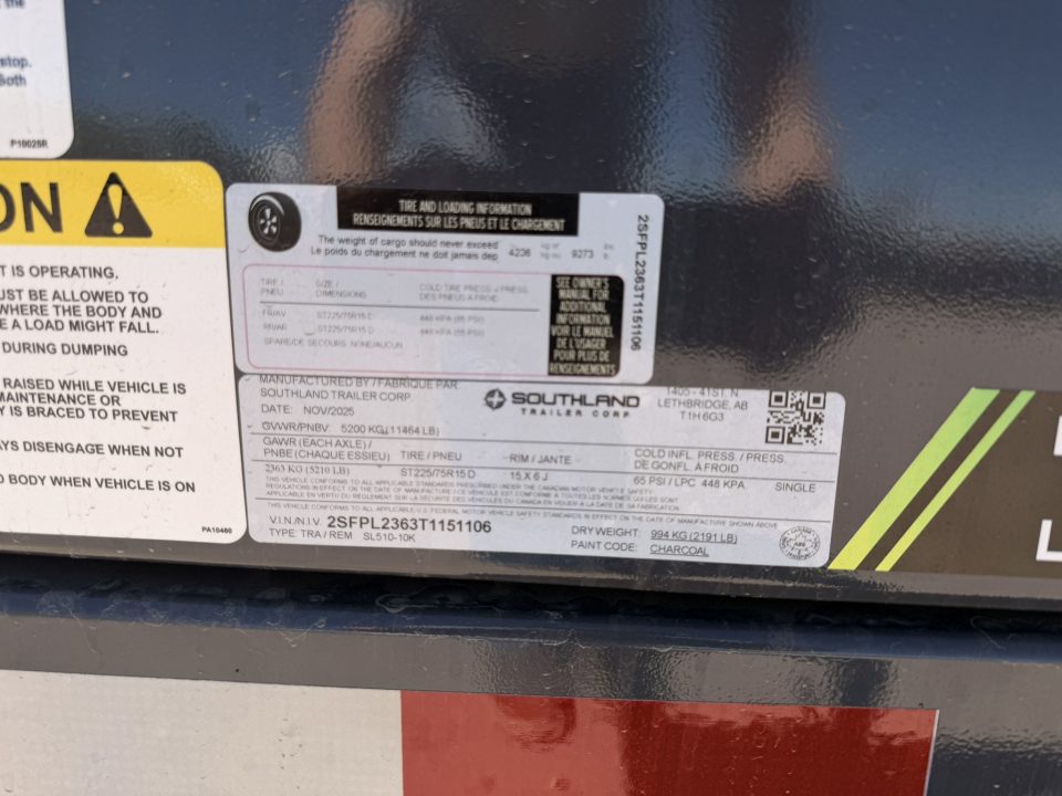 New 2026 Southland Trailers 5-10 Dump 5.2K Axles