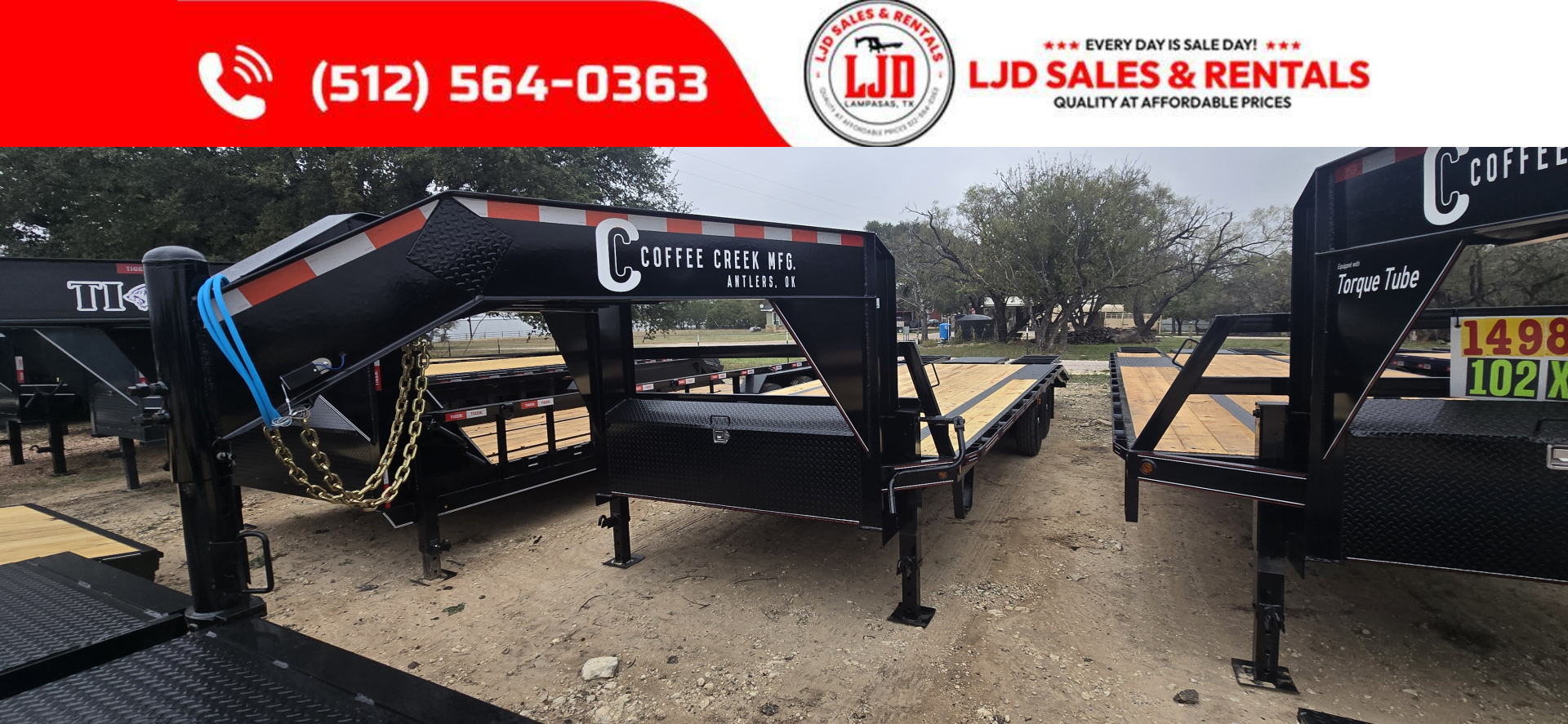 New 2026 Coffee Creek - Gooseneck flatbed - 102" X 25' Deck over Trailer
