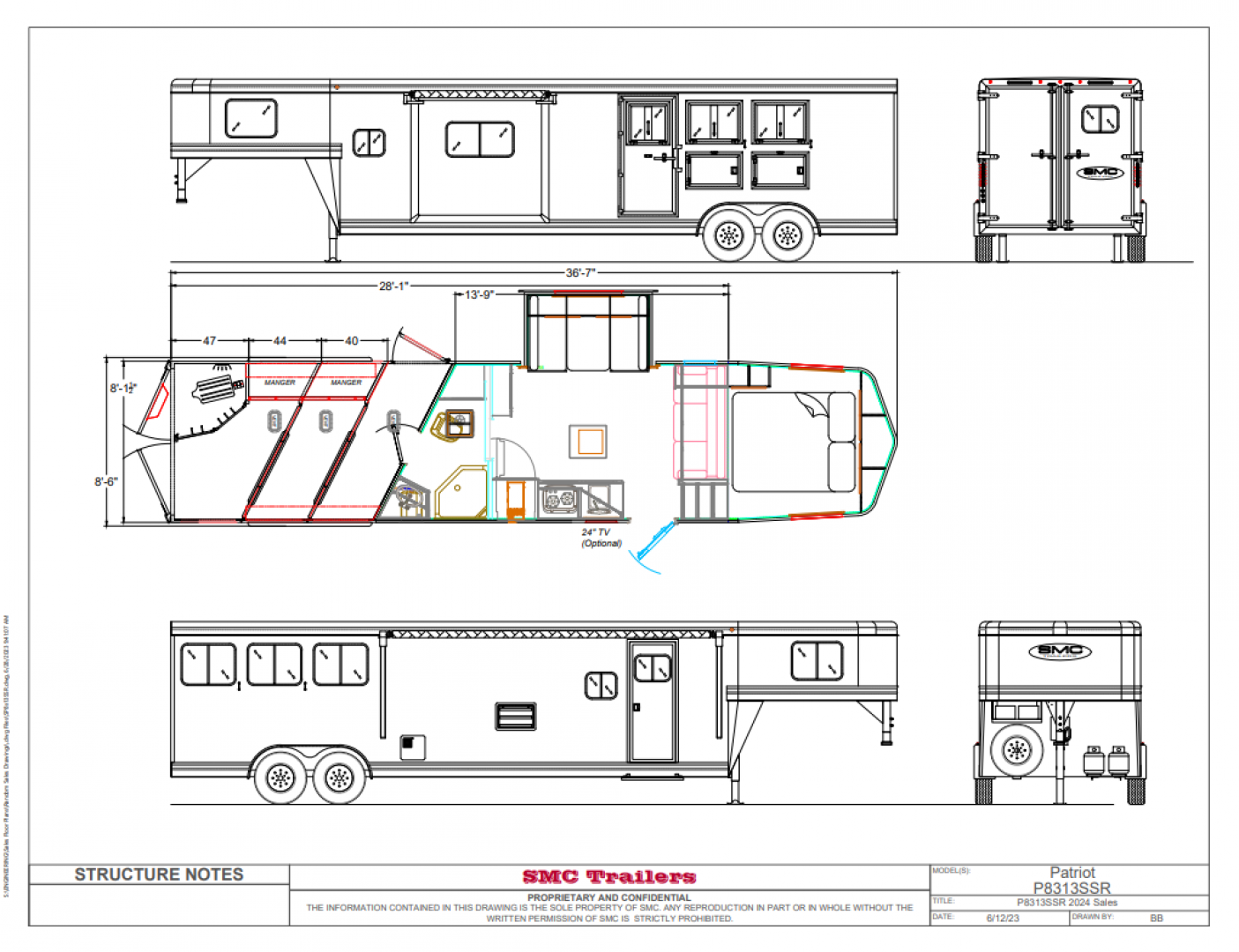 New 2026 SMC 3H 13' LQ Horse Trailer