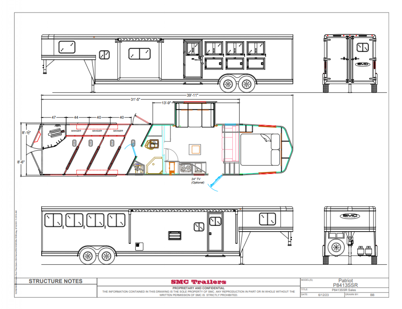 New 2026 SMC 4H 13' LQ Horse Trailer