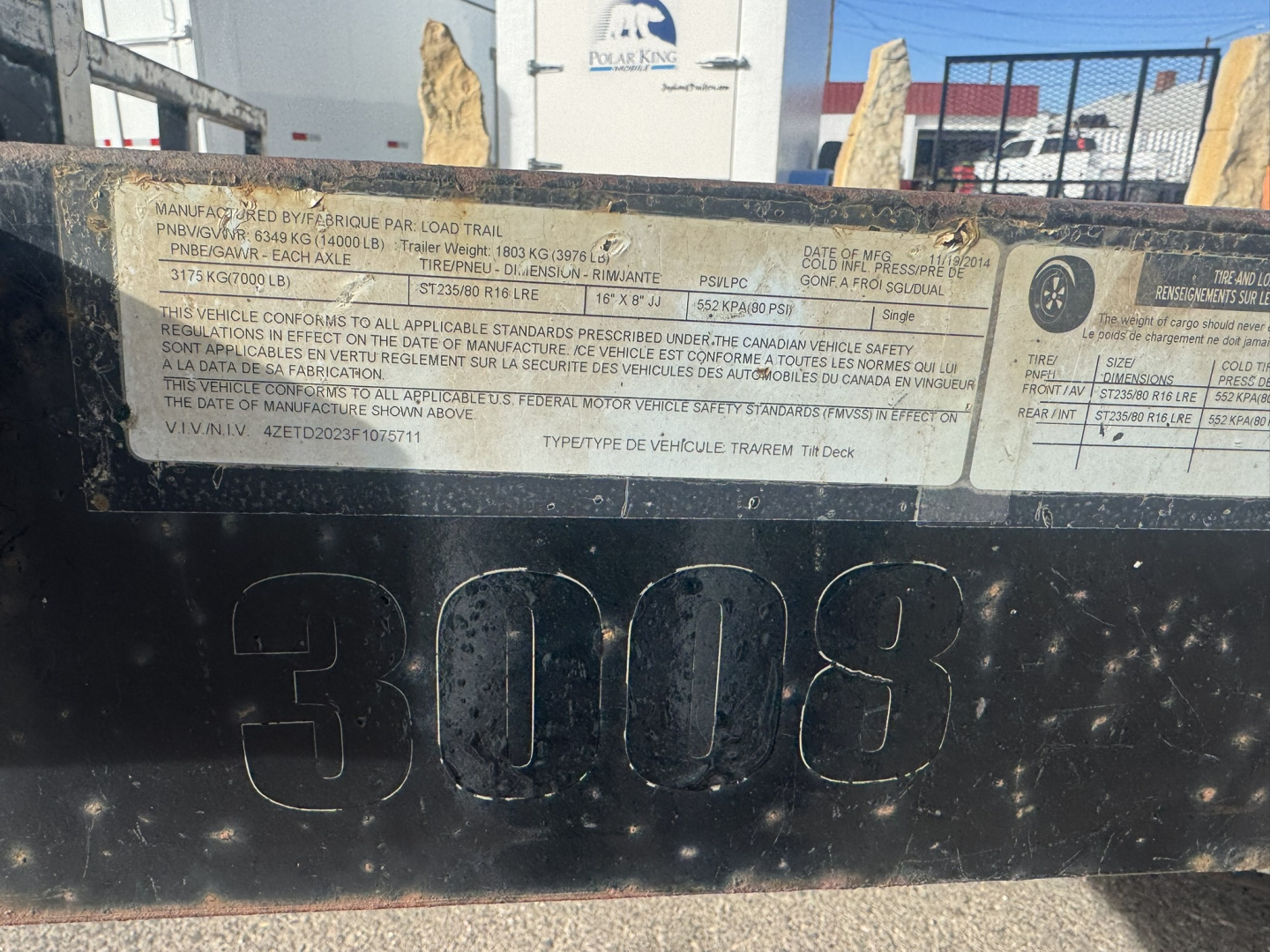 Used 2015 Load Trail 7-20TandemAxleTilt