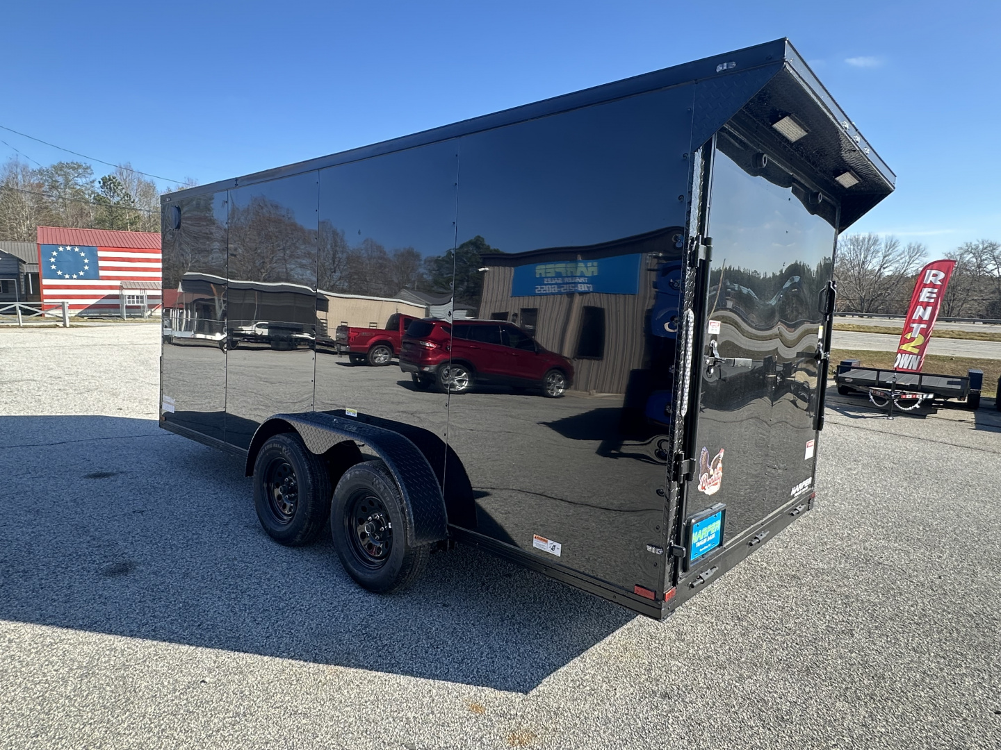 New 2026 7X16 QUALITY CARGO TANDEM AXLE ENCLOSED TRAILER WITH REAR SPOILER AND BLACKOUT PACKAGE