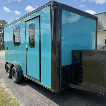 New 7X14TA Water Blue Dog Grooming Trailer