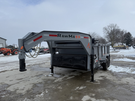 New 2026 RawMaxx LPX14GN14K Dump Trailer 83X14 TA GOOSENECK 36  SIDES (GVW:14000) LAVA GRAY