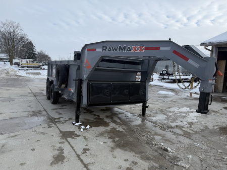 New 2026 RawMaxx LPX14GN14K Dump Trailer 83X14 TA GOOSENECK 36" SIDES (GVW:14000) LAVA GRAY