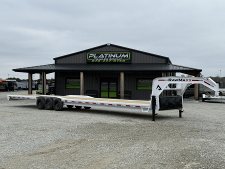 New 2026 RawMaxx LDX 102X44 LOWBOY W/14 PLYS 21K GVWR GOOSENECK Flatbed Trailer