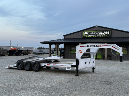 New 2026 RawMaxx G3X 102X26 GOOSENECK GRAVITY TILT W/RHINO LINED FENDERS 21K GVWR GOOSENECK Tilt Trailer
