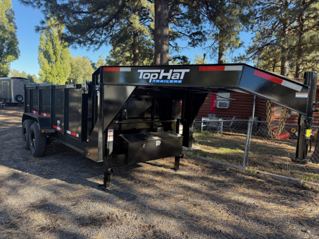 New 2026 Top Hat Trailers 7'X14' Gooseneck Dump Trailer 14000 lb G.V.W. 3' Sides Dump Trailer