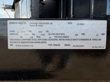 New 2026 Diamond T 7-16 Tandem Axle Ramp Gate Utility W/ ATV Ramps 7K GVWR