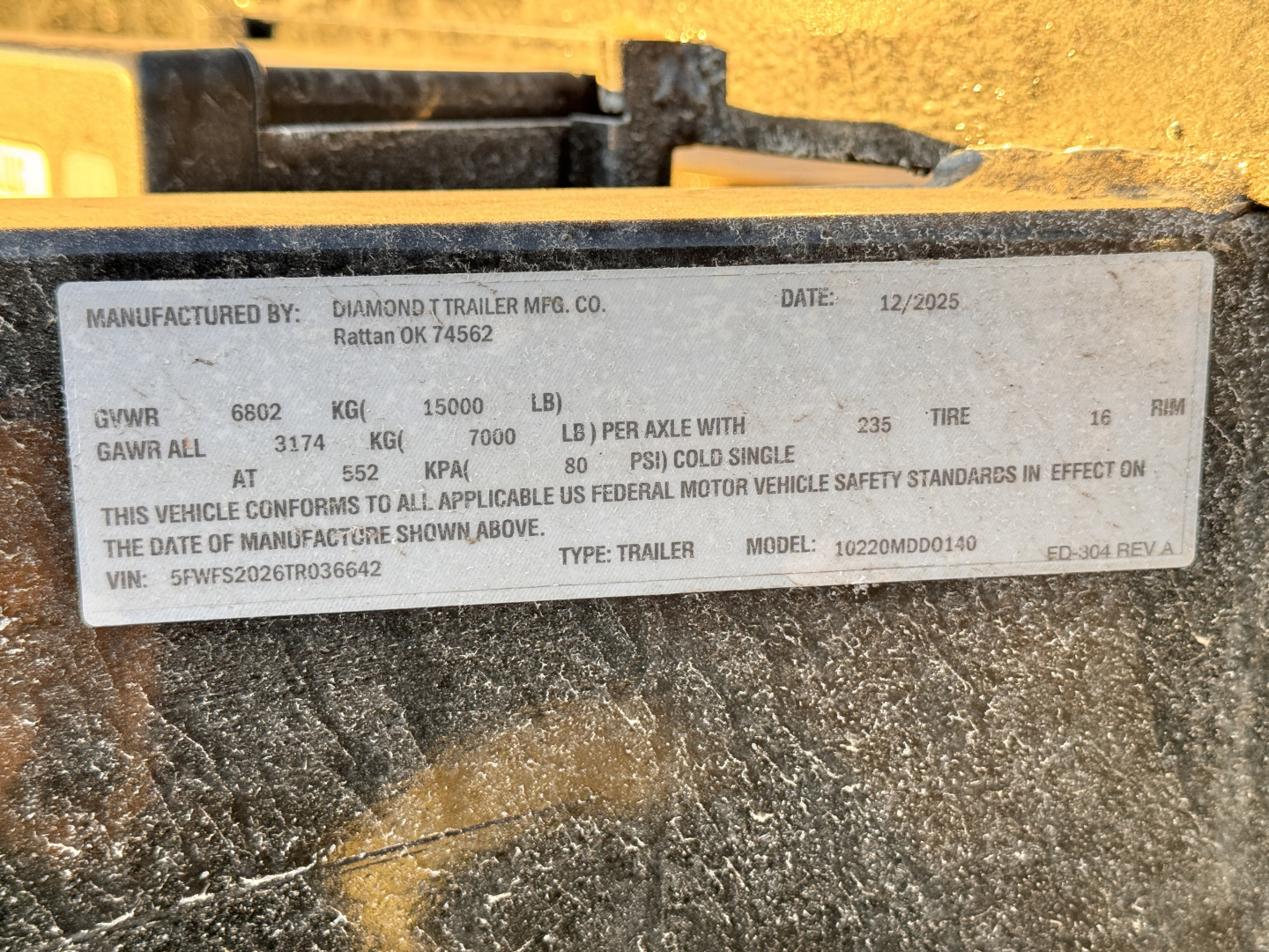 New 2026 Diamond T 8.5-20 Deckover Equipment Hauler 15K GVWR