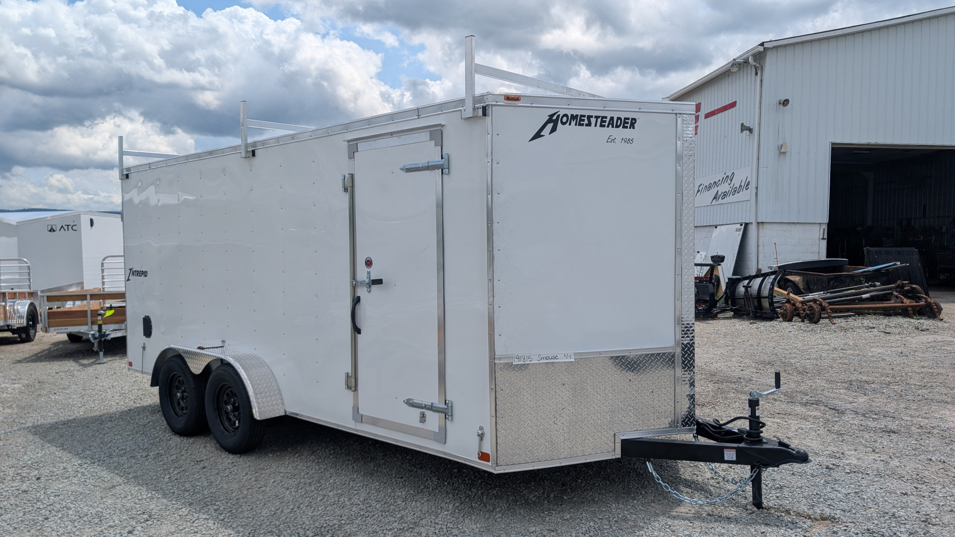 New 2026 Homesteader 7x16 Intrepid V-Nose Cargo Trailer w/ Rear Barn Doors & Ladder Racks