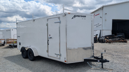 New 2026 Homesteader 7x16 Intrepid V-Nose Cargo Trailer w/ Rear Barn Doors & Ladder Racks