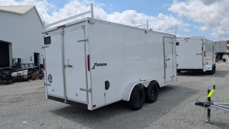 New 2026 Homesteader 7x16 Intrepid V-Nose Cargo Trailer w/ Rear Barn Doors & Ladder Racks