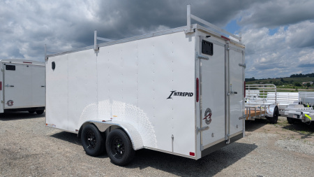 New 2026 Homesteader 7x16 Intrepid V-Nose Cargo Trailer w/ Rear Barn Doors & Ladder Racks