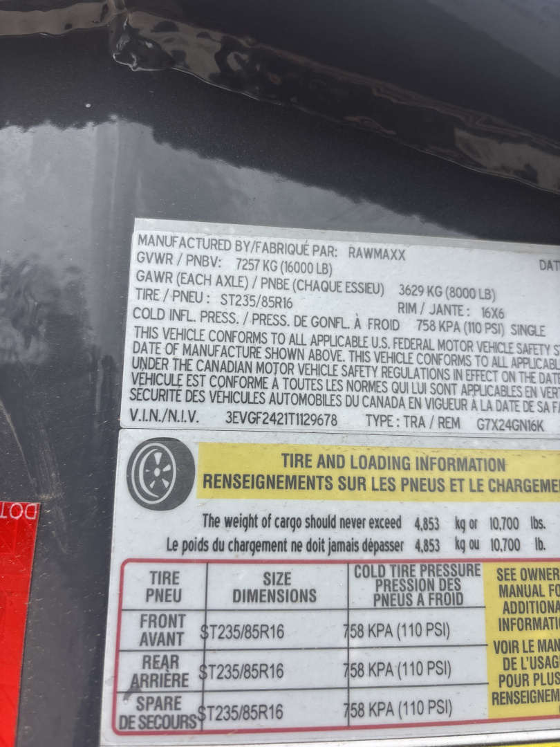 New 2026 RawMaxx g7x24gn16k Tilt Trailer