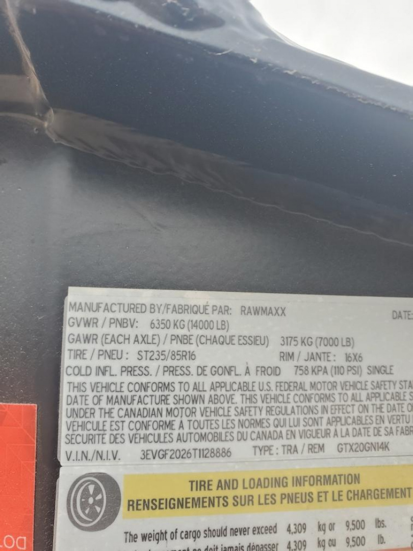 New 2026 RawMaxx GTX20GN14K Tilt Trailer