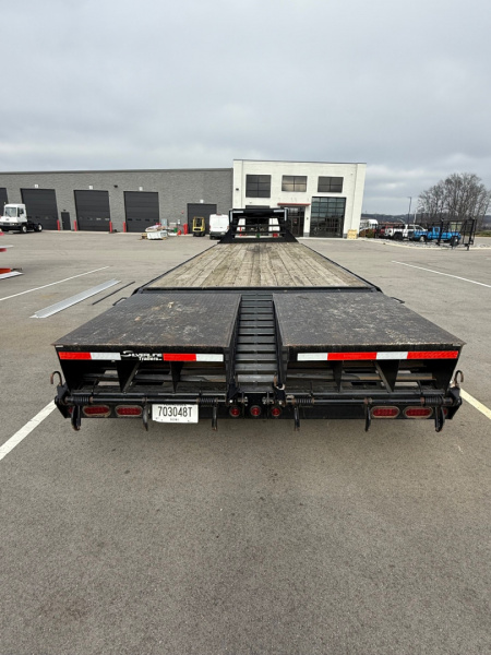 Used Preowned 2023 East Texas Trailers 25+5 Flatbed Gooseneck Trailer: Mega Ramps, 15,680 GVWR, Spare