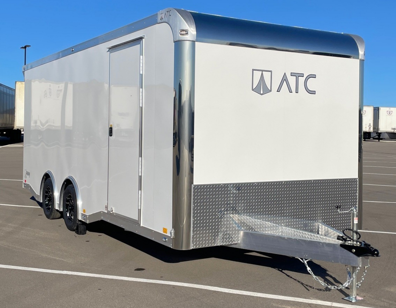 New ATC RoM 400 White 20' Aluminum Enclosed Car Hauler Trailer: Coin Floor, Escape Door, Spare 7,700 GVWR