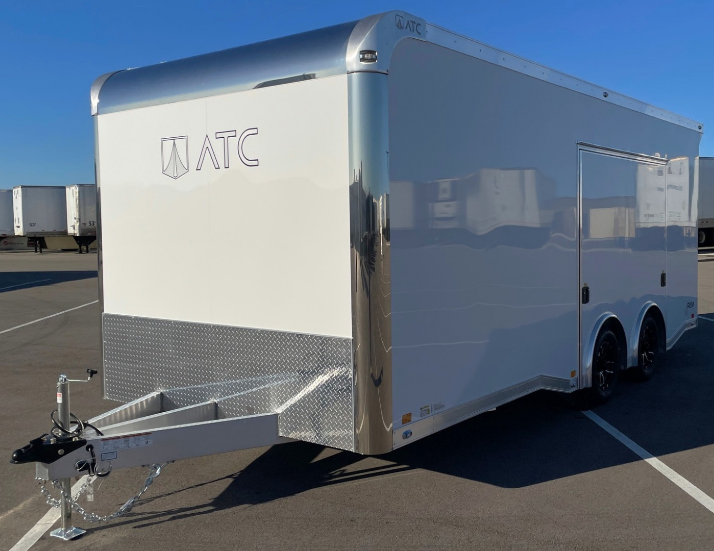 New ATC RoM 400 White 20' Aluminum Enclosed Car Hauler Trailer: Coin Floor, Escape Door, Spare 7,700 GVWR