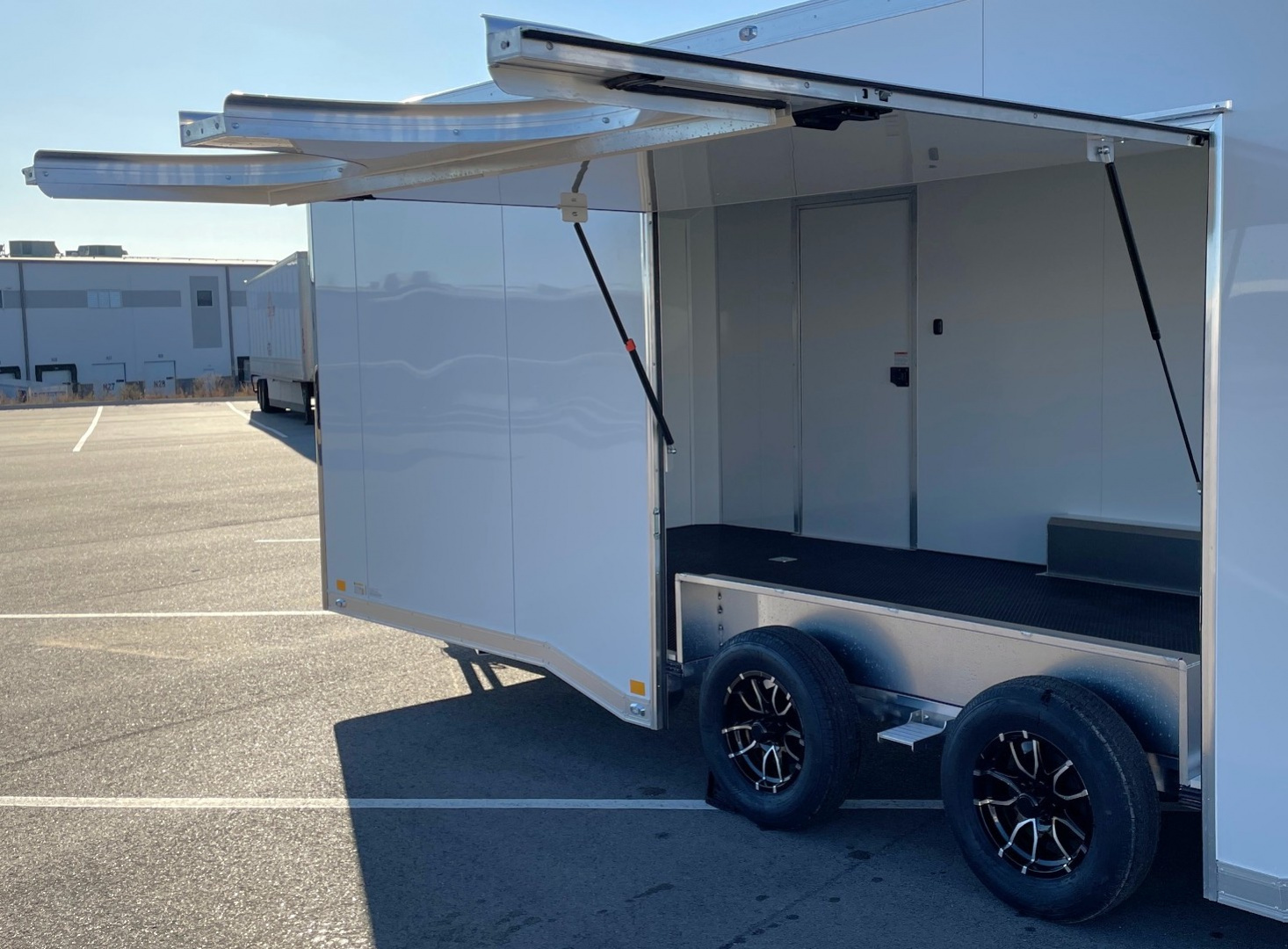 New ATC RoM 400 White 20' Aluminum Enclosed Car Hauler Trailer: Coin Floor, Escape Door, Spare 7,700 GVWR
