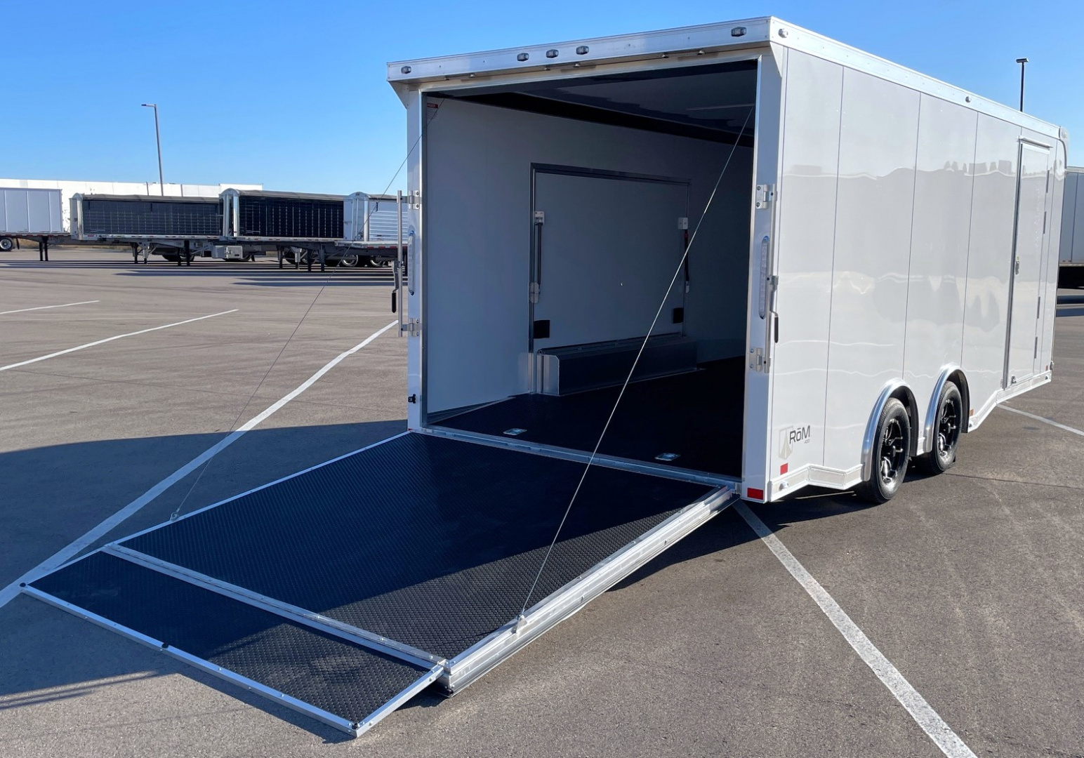 New ATC RoM 400 White 20' Aluminum Enclosed Car Hauler Trailer: Coin Floor, Escape Door, Spare 7,700 GVWR