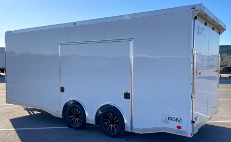 New ATC RoM 400 White 20' Aluminum Enclosed Car Hauler Trailer: Coin Floor, Escape Door, Spare 7,700 GVWR