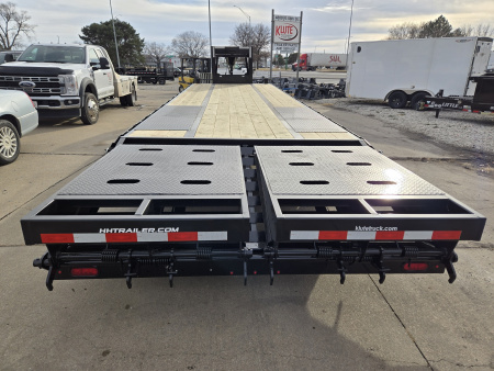 New 2026 H&H Trailers 102x25+5 HD Low Profile Dovetail Super Deluxe Ramps Gooseneck 22.5K Equipment Trailer