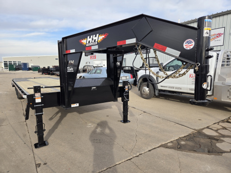 New 2026 H&H Trailers 102x25+5 HD Low Profile Dovetail Super Deluxe Ramps Gooseneck 22.5K Equipment Trailer