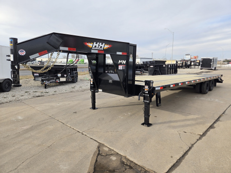 New 2026 H&H Trailers 102x25+5 HD Low Profile Dovetail Super Deluxe Ramps Gooseneck 22.5K Equipment Trailer